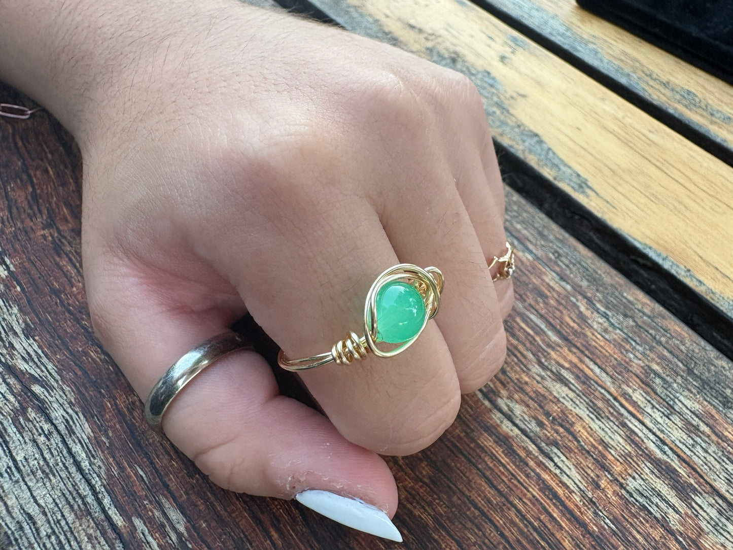 Gold Crystal Wire Wrap Ring