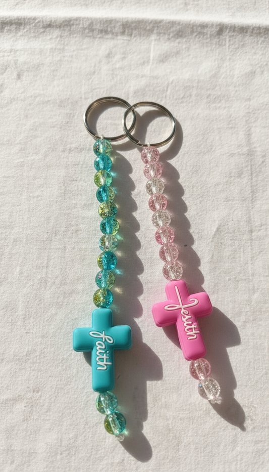 Beaded Cross Keychains
