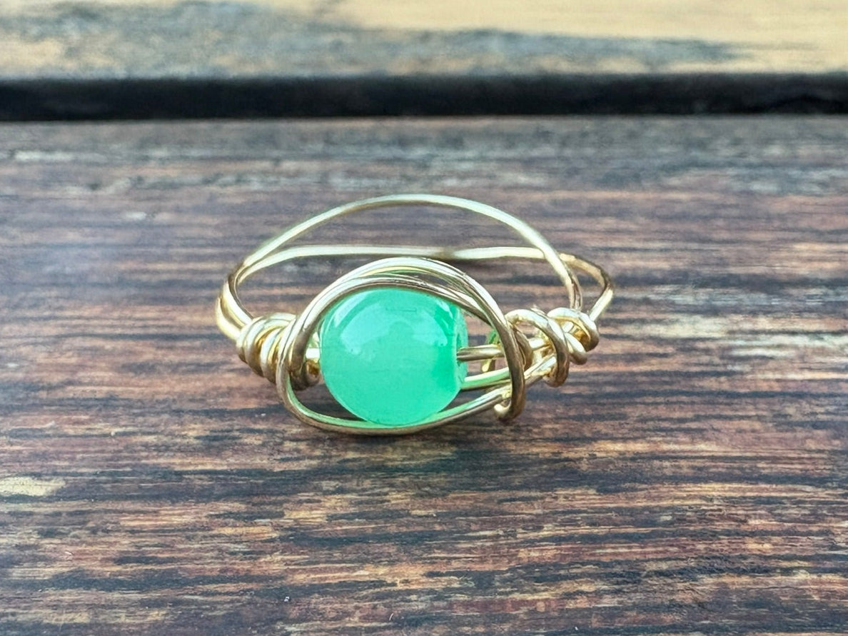Gold Crystal Wire Wrap Ring
