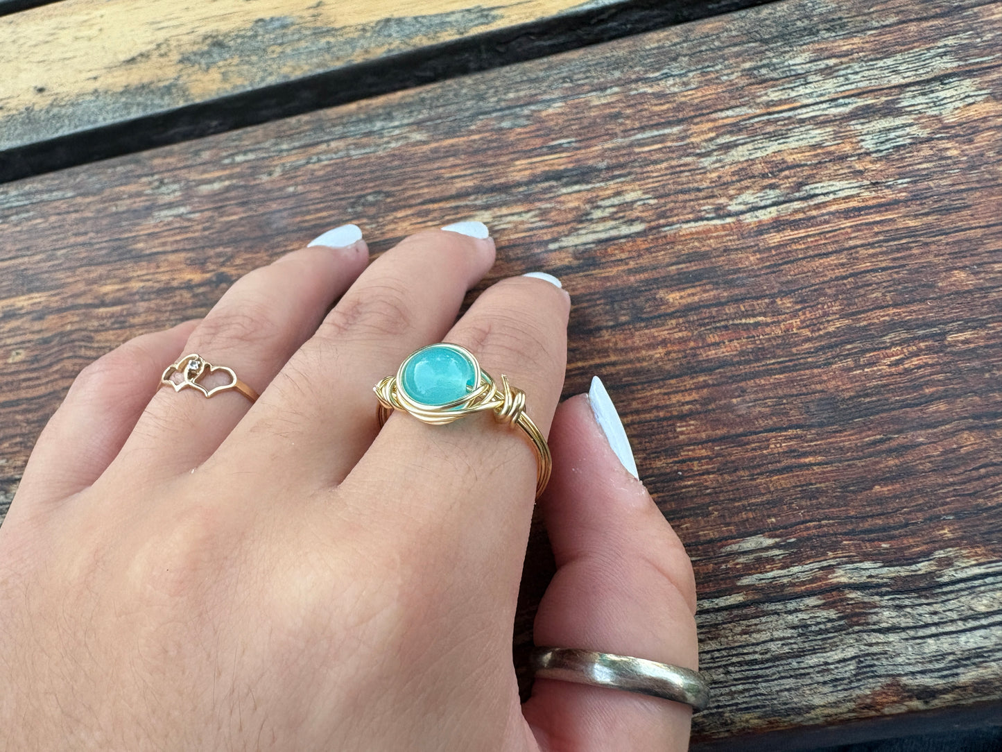 Gold Crystal Wire Wrap Ring