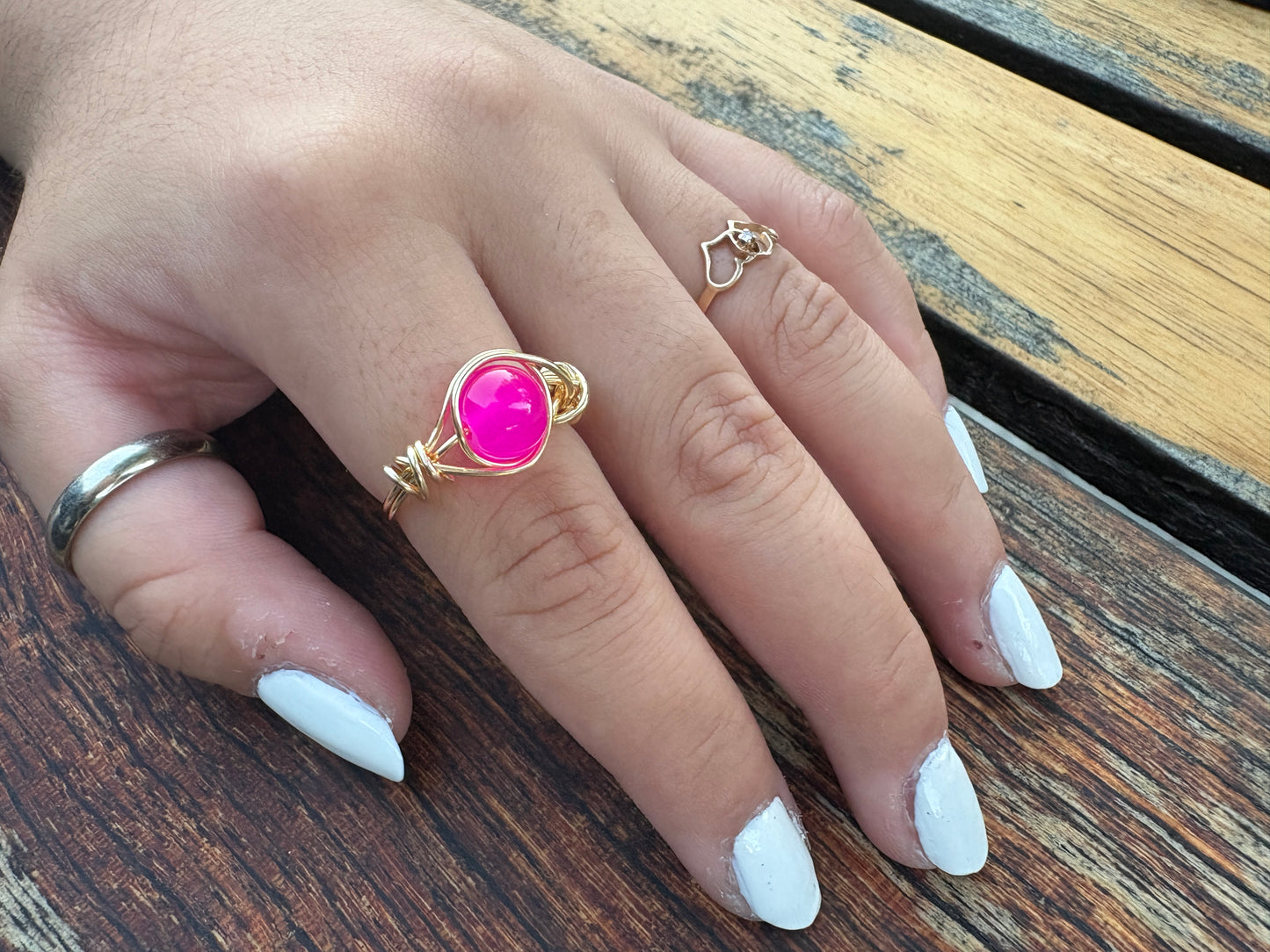 Gold Crystal Wire Wrap Ring