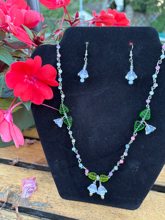 Handmade Flower Necklace and Earring set
