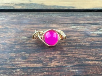 Gold Crystal Wire Wrap Ring