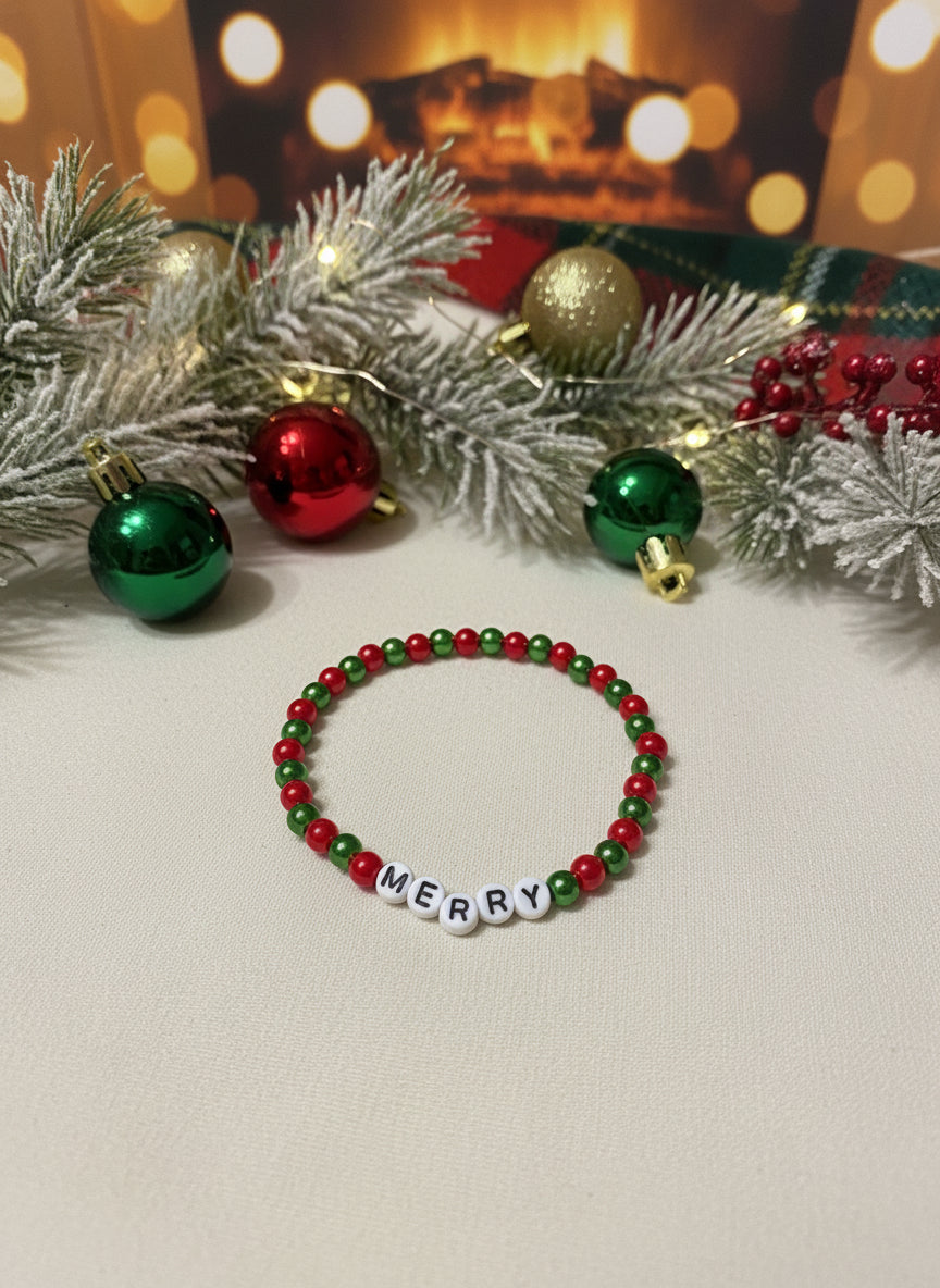 Pearl Colored Christmas Bracelet