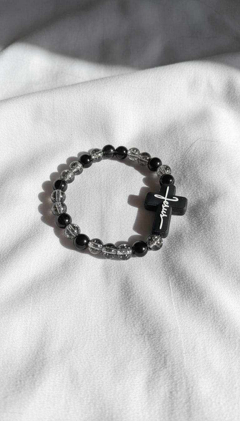 Black and White Cross Bracelet