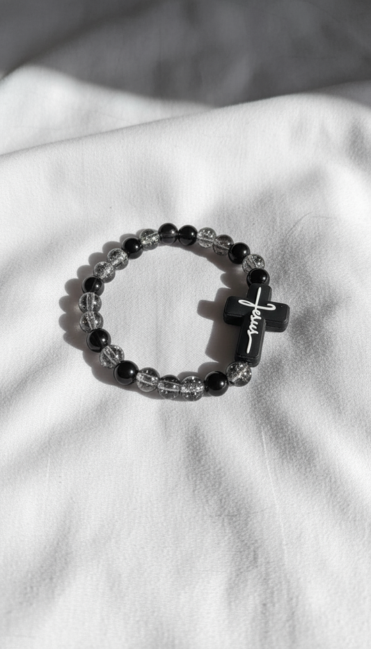 Black and White Cross Bracelet