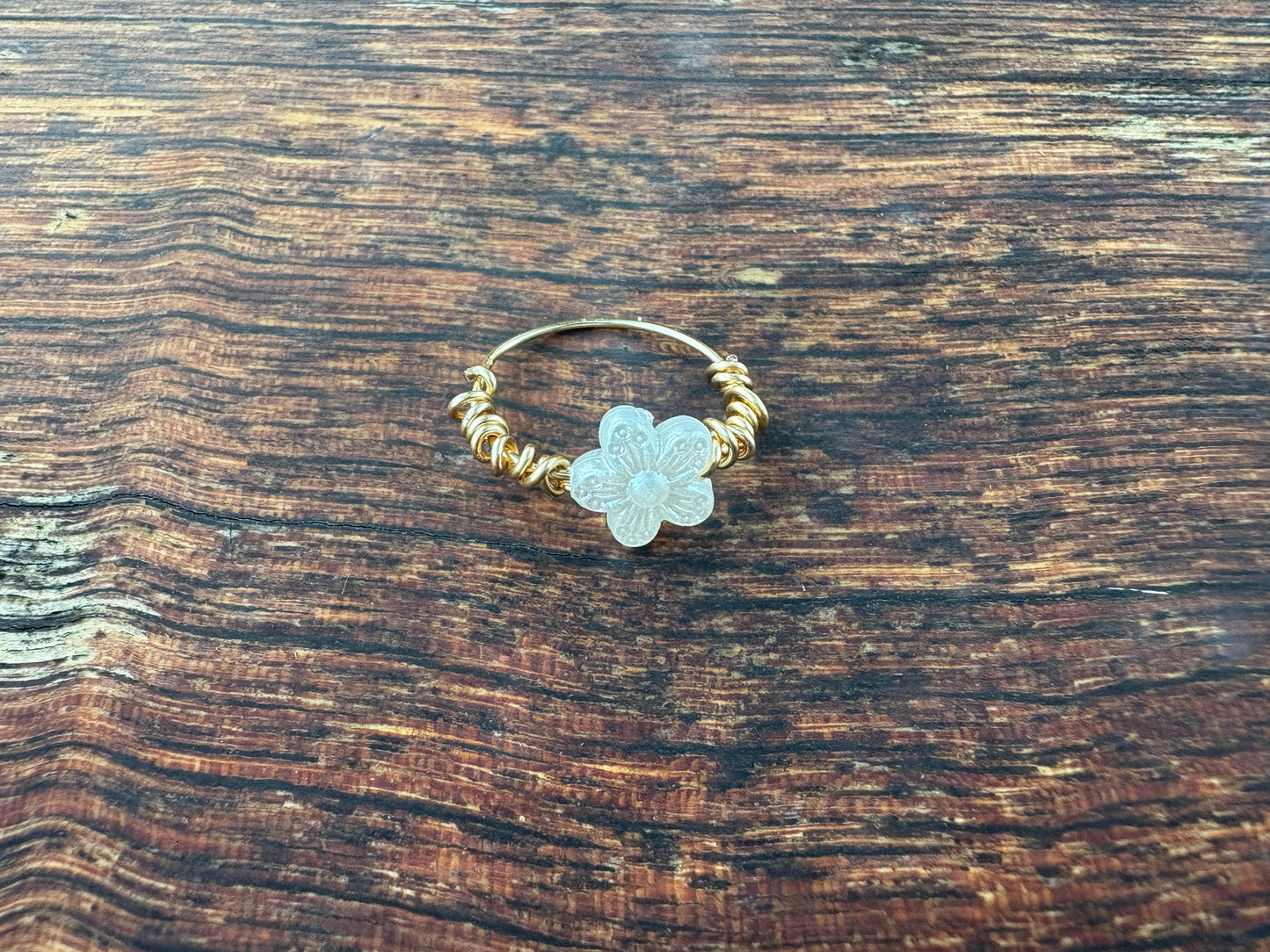 White Flower Wrapped Ring