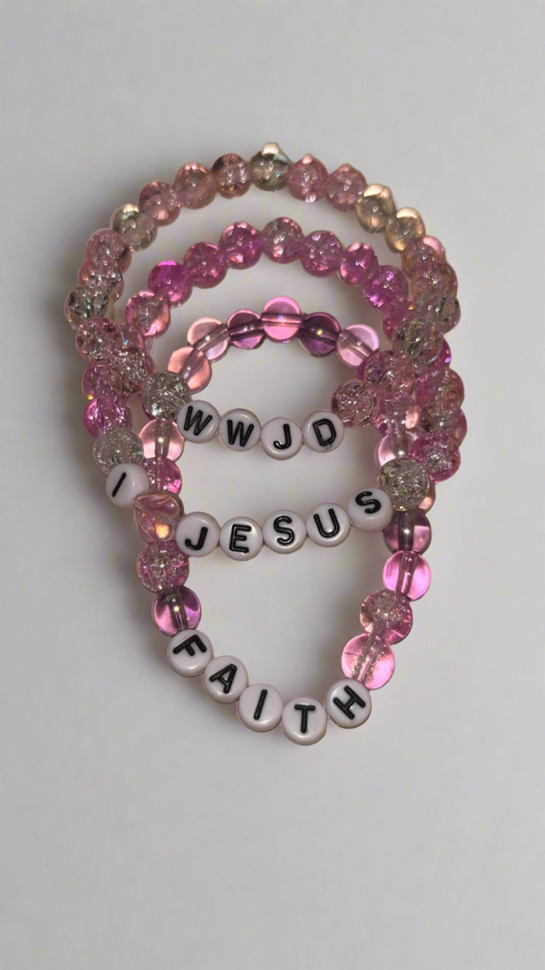 Pink Jesus Bracelet Set
