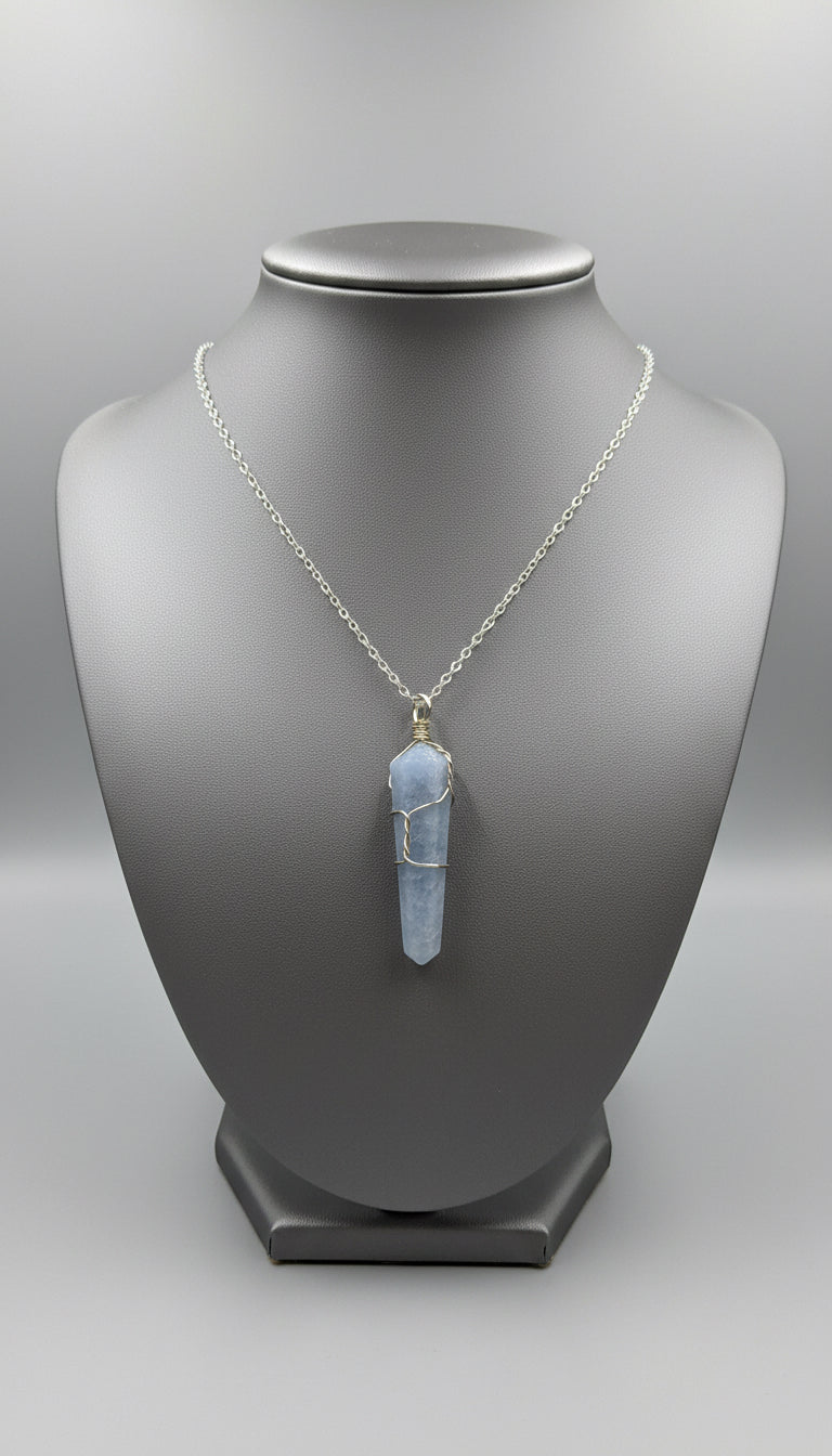 Angelite Crystal Silver Necklace