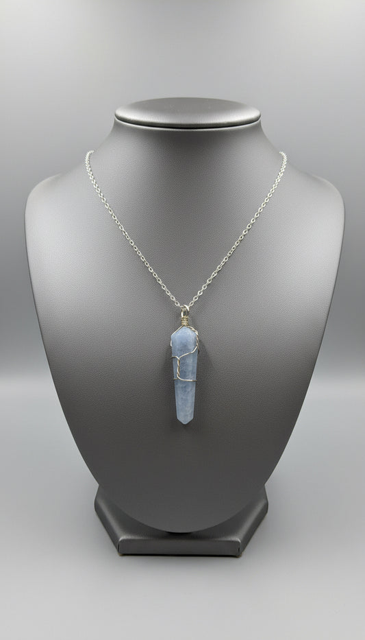 Angelite Crystal Silver Necklace